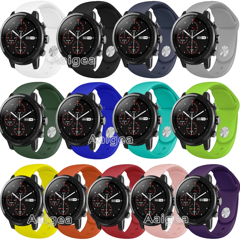 

22mm Soft Silicone Watch Strap Band For Xiaomi Huami Amazfit Pace Smart Watch 2 Replacement Colorful Bracelet Wrist bands strap