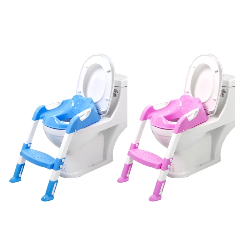 

Baby Toilet Seat Folding Toilet Trainer Seat Chair Step with Adjustable Ladder