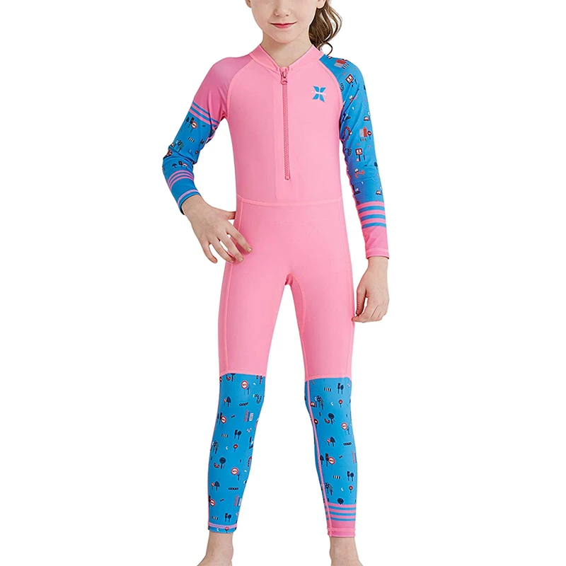 Детский слитный купальник для девочек; летний купальный костюм с длинными рукавами и защитой от ультрафиолетовых лучей для серфинга и дайвинга; Одежда для девочек; пляжный праздничный костюм