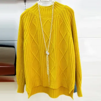 

Spring and Autumn Women's 2020 new half-high collar solid bottoming short twisted head Korean loose female sweater TB1902