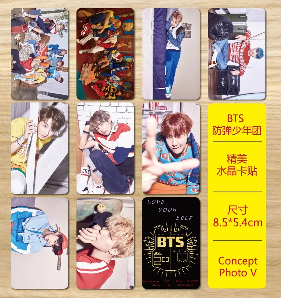 [Инструмент] 10 шт./компл. BTS пуленепробиваемый Молодежный Concept фото V Новинка 2017 года красивый кристалл карта Стикеры S17113010