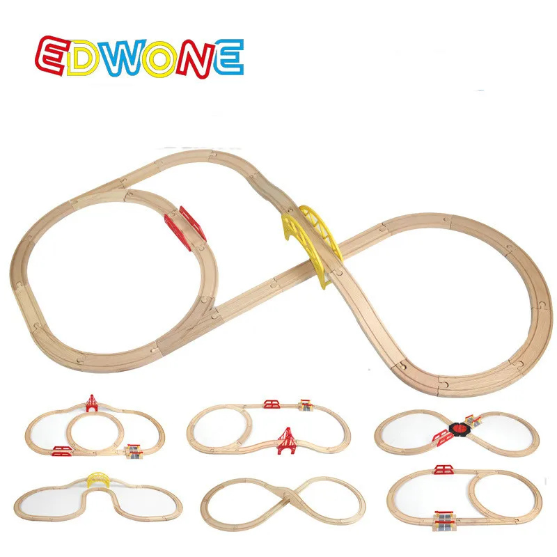 

EDWONE One Set Beech Wood Thomas Train Track Railway Vehicle Accessories Toys Wood Track Assembled educational toys