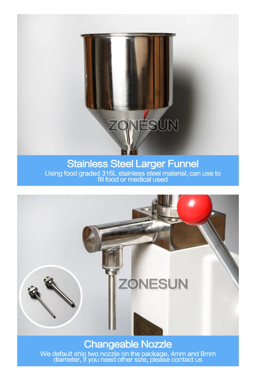 ZONESUN A03 ручное крепление разливочная машина 5-50 мл для крем-шампунь Косметическая Варенье Sausage гель машина для наполнения
