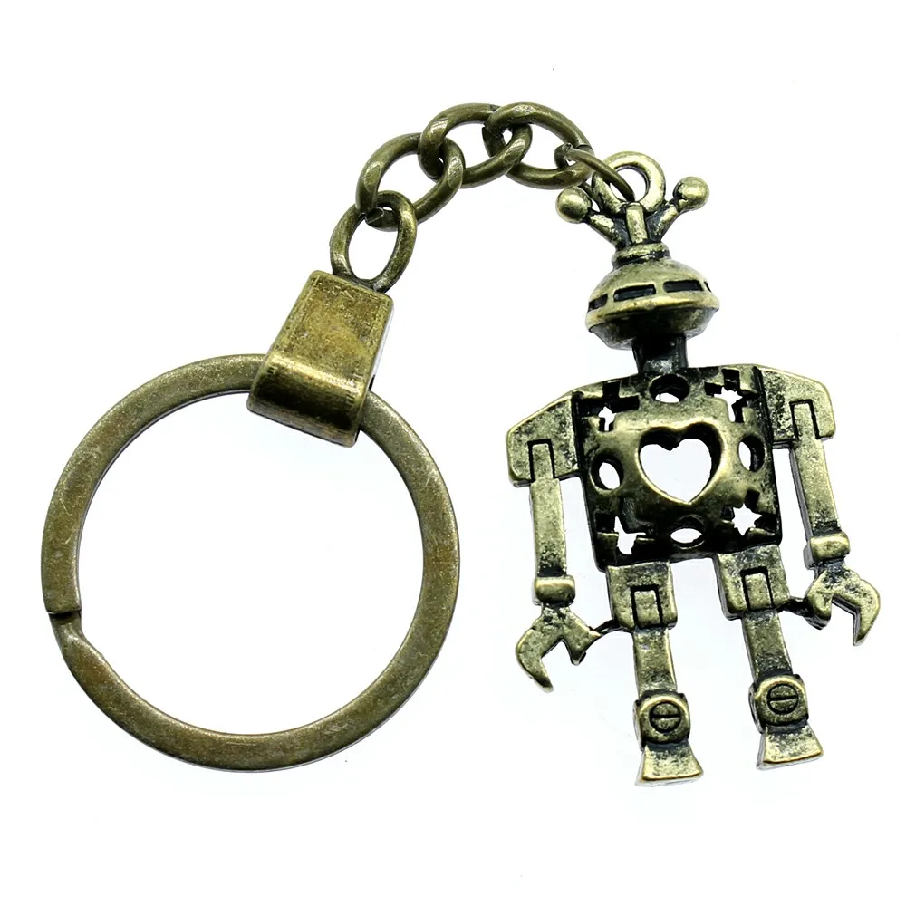 

45x25mm 3D Hollow Robot Key Ring 2019 New Vintage Metal Key Chain Party Gift Dropshipping Jewellery