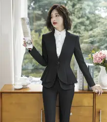 2018 г. зимние женские формальные Штаны и блейзер комплект с брючный костюм для женщин женские офисные костюмы блейзеры брюк бизнес