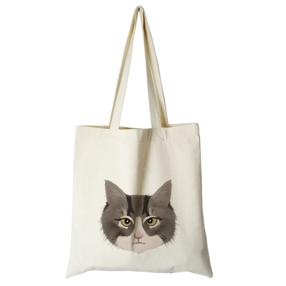 

origin custom made shopping bags cute cat cartoon canvas custom tote customized eco bags logo cotton bag reusable recycle bag