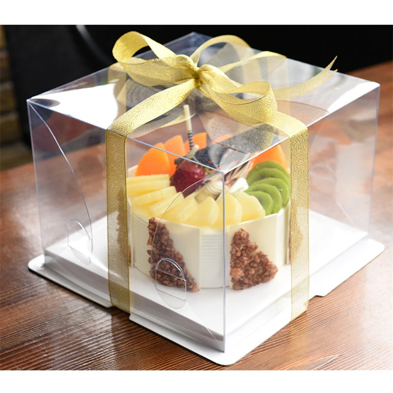 

10set hold 4inch Clear Plastic Cake paper packaging Boxes transparent Cake paper container carrier box Baking display cases