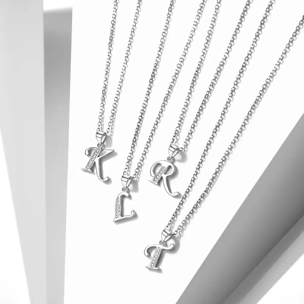SILVERCUTE 925 пробы инициал из серебра ожерелье для женщин Альфабет кулон с цепочкой Имя ювелирные изделия подарок на день рождения SCP6396B