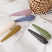 AOMU/корейские винтажные однотонные полимерные заколки для волос для женщин и девочек, цветные геометрические заколки в форме капель, аксессуары для волос