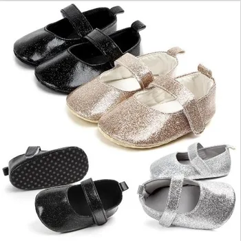 

New Baby Shoes Infants Solid First Walker Toddler Girls Bling Crib Shoes