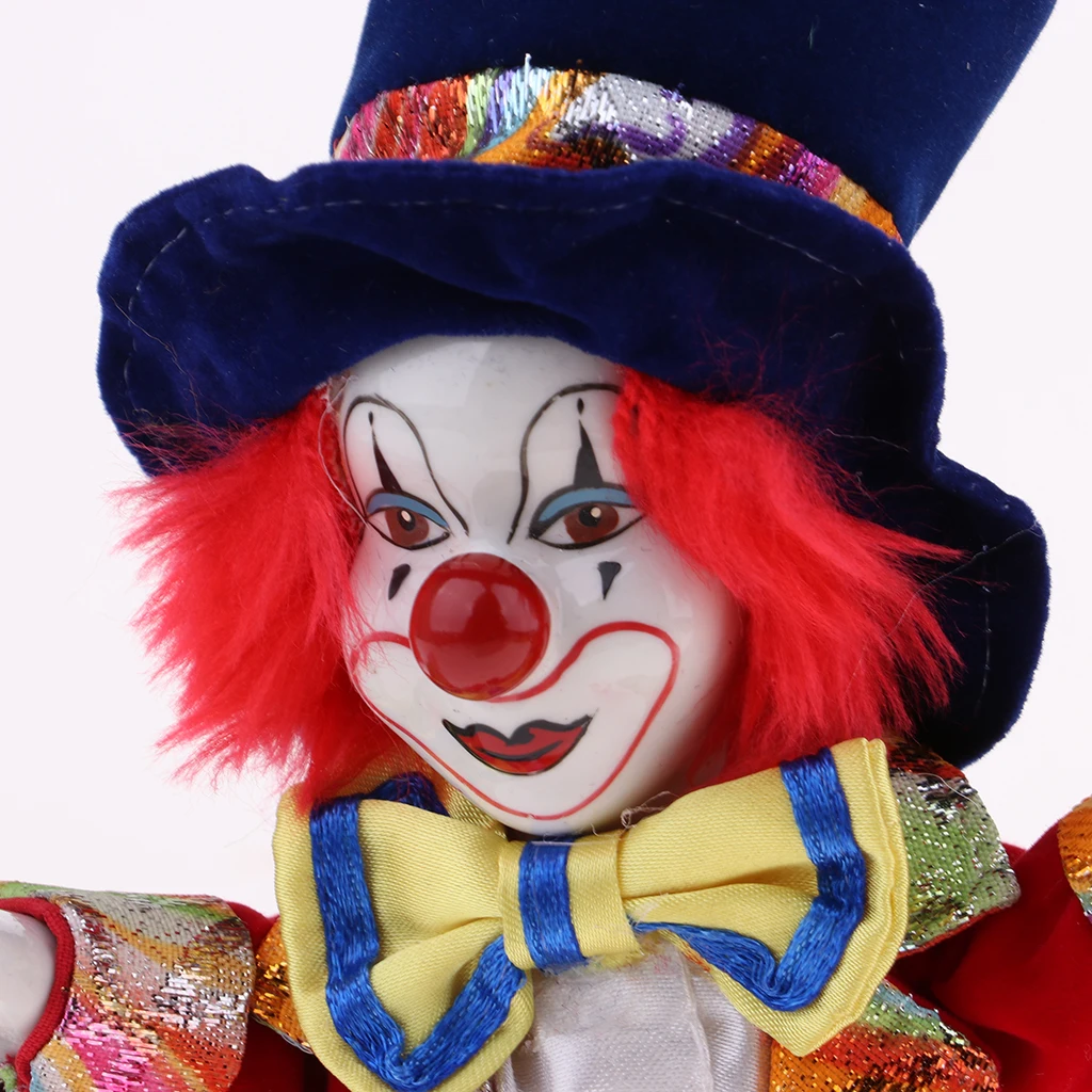 7inch Funny Ceramic Make Up Clown Jester Doll in Colorful Costume Kids Birthday Gift