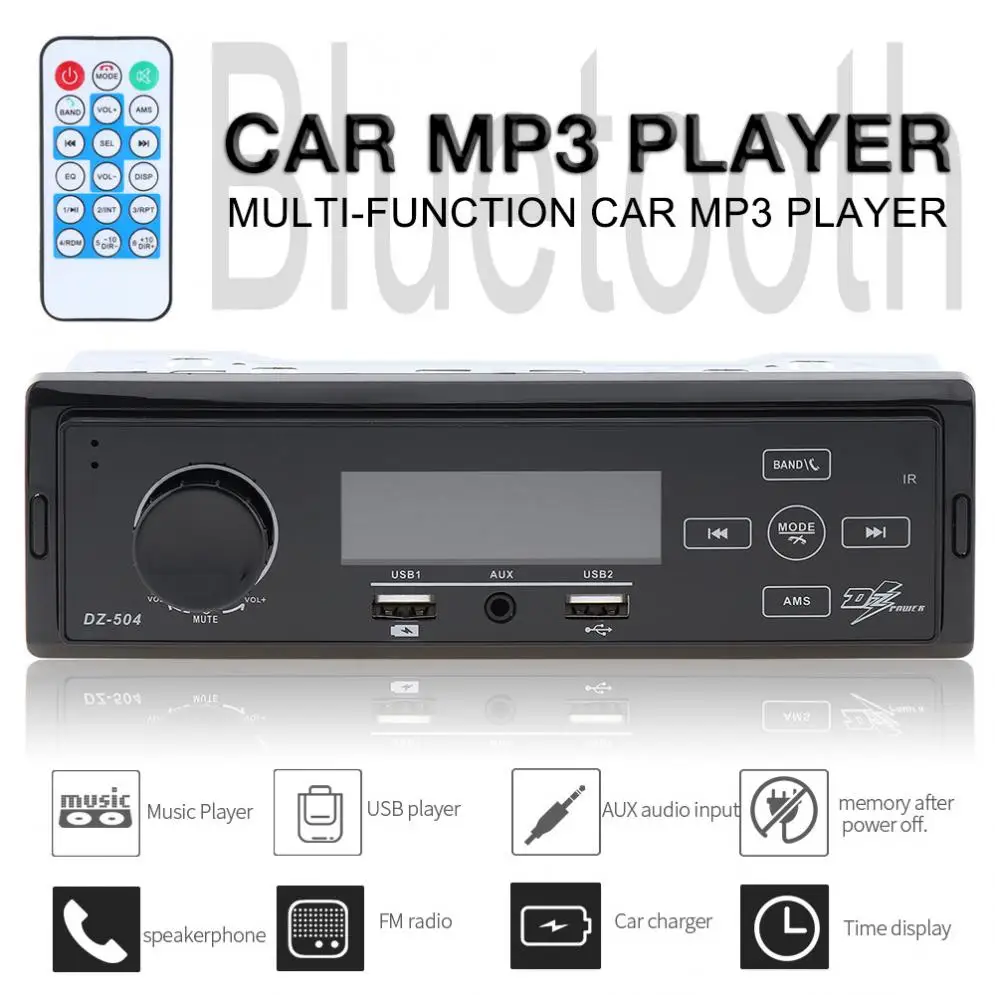 

25W x 4CH Bluetooth Car Radio MP3 Player Vehicle Stereo Audio In-Dash Aux Input Receiver Support TF/USB/SD with Remote Control