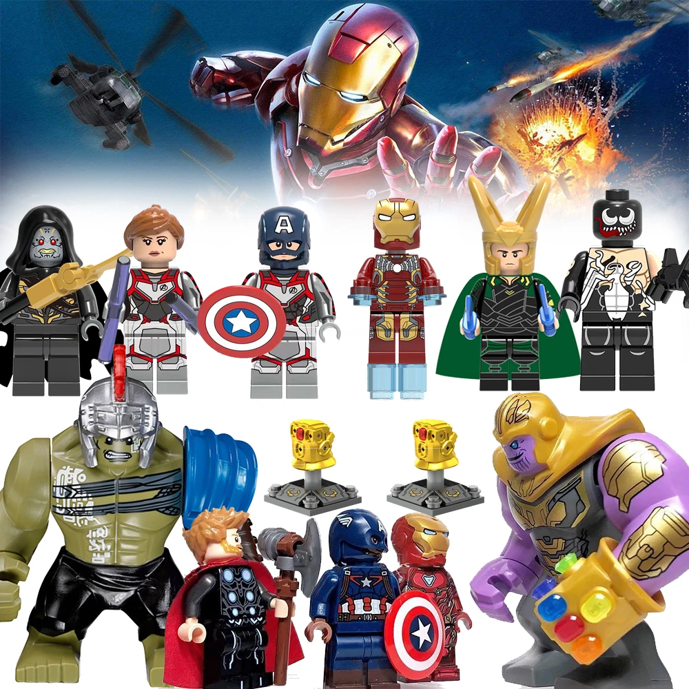 

1pcs logeedly famous avengers 4 end game set hulk thor Captain Iron thanos stones of infinity Building Blocks figure toys