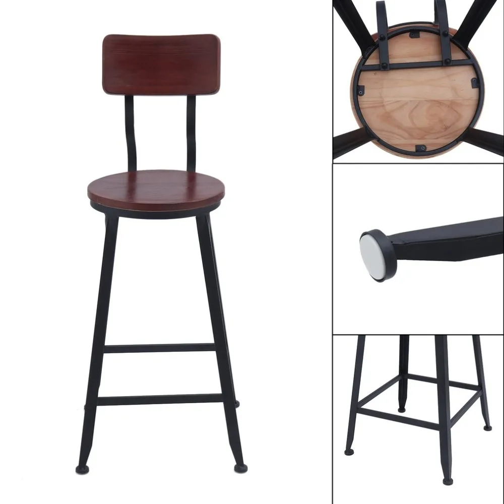Vintage Rustic Kitchen Dining Chair Durable Pub High Barstool Comfortable Modern Bar Stool Industrial Barstool Home Furniture