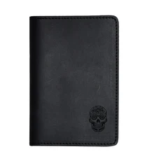 Funda de viaje con calaveras de flores grabadas funda para pasaporte porta documentos para hombres y mujeres funda de pasaporte de cuero de Caballo Loco Vintage