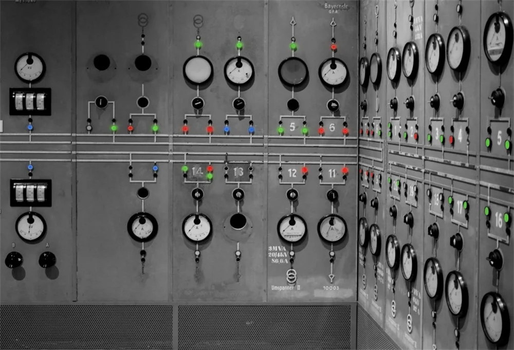

Laeacco Physical Laboratory Power Station Control Cabinet Photo Backgrounds Customized Photographic Backdrops For Photo Studio