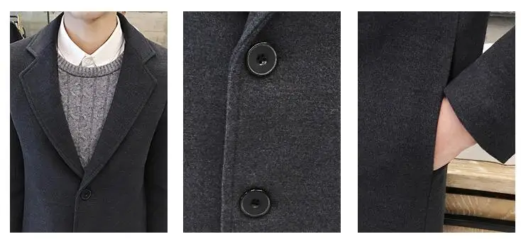 Новое зимнее шерстяное пальто для мужчин, длинное шерстяное пальто для отдыха, мужские однотонные повседневные модные куртки/повседневное Мужское пальто