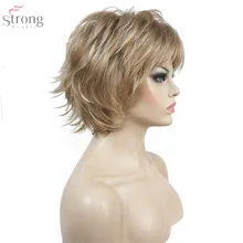 StrongBeauty женский парик черный/Красное вино BFluffy короткие прямые слоистые волосы Синтетические Полные парики