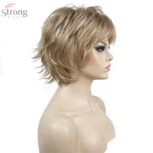 Strongbeauty peruca feminina preta/vinho, vermelha, fofa, curta, reta, em camadas, cabelo sintético, cheio