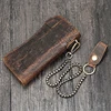 Luufan Men's Leather Long Wallet With 3D Embossing Key Chain Wallet With Iron Chain 100% Genuine Leather Wallet For Cards 2