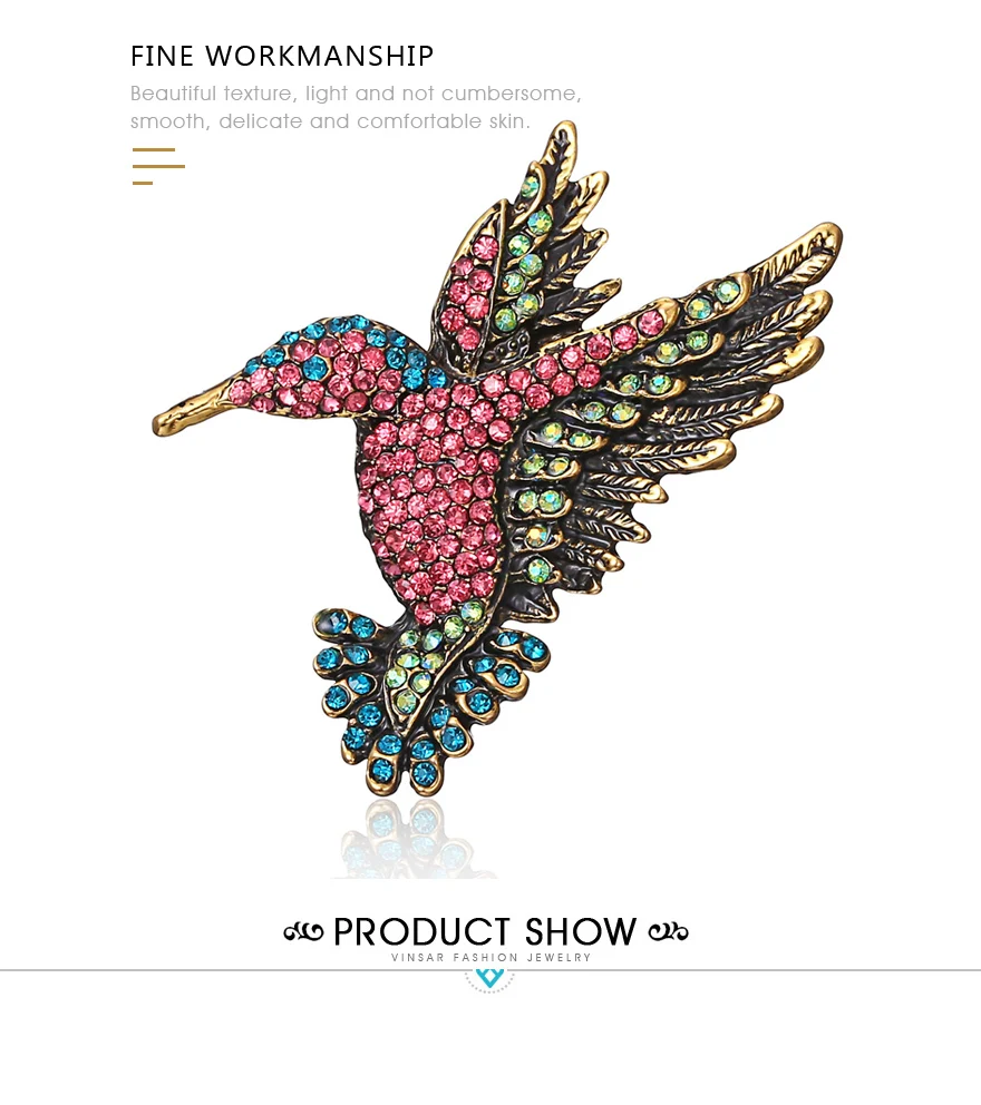 Vintage Rhinestone Brooch Bird (2)