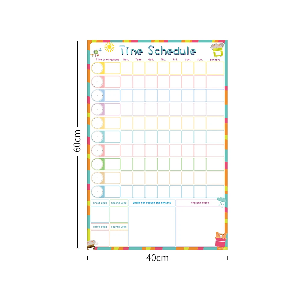 Магнитный стираемый календарь с расписанием времени, белая доска, ежедневный Еженедельный планировщик, записывающий список для детей, наградная диаграмма, Настенная Наклейка - Цвет: 6040ZLB11