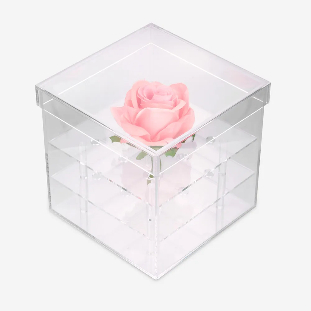 

Cosmetics Makeup Brushes Stand Holder Box Rose Keep Box Water Jet For Flowers Organizer Transparent Make Up Storage Case
