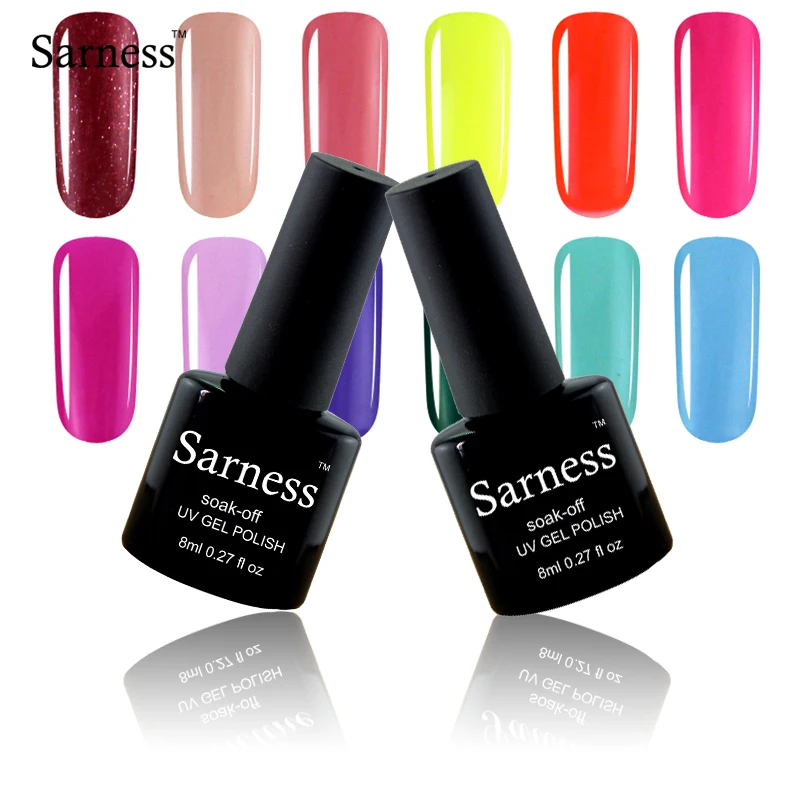 

Sarness Pure Colors Glitter Yellow Nail Polish Enamel Permanent Lacquers UV Gel Nail Polish Soak Off Nail Art GelLak Varnish Set