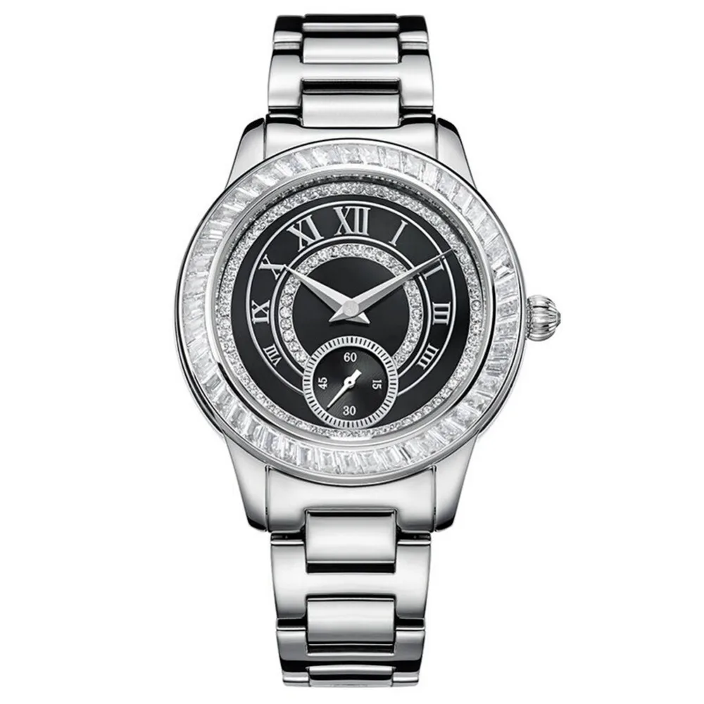 MATISSE Lady Austria Crystal Dial Bezel Steel Strap Fashion Quartz Watch Silver