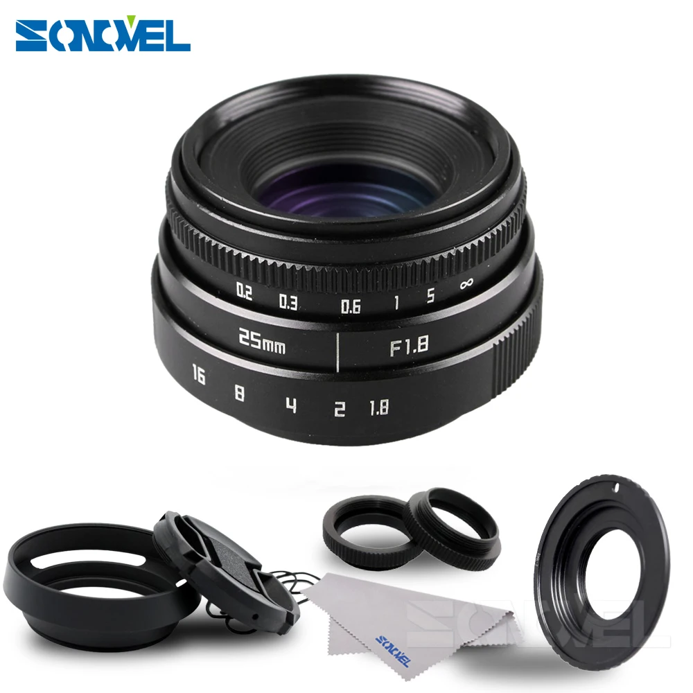 25 мм F1.8 APS C CCTV Lens Mount + Hood For Olympus Panasonic Micro 4/3 M4/3 G7 G10 GH3 GH2 GH1 GX1 GF6 GF3 EPL5 EPM1 OM D EM10|lens c mount|c