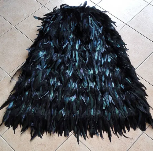 

Free shipping, long small A-Line black rooster coque feather skirt with elastic waistband, #SKT15013A