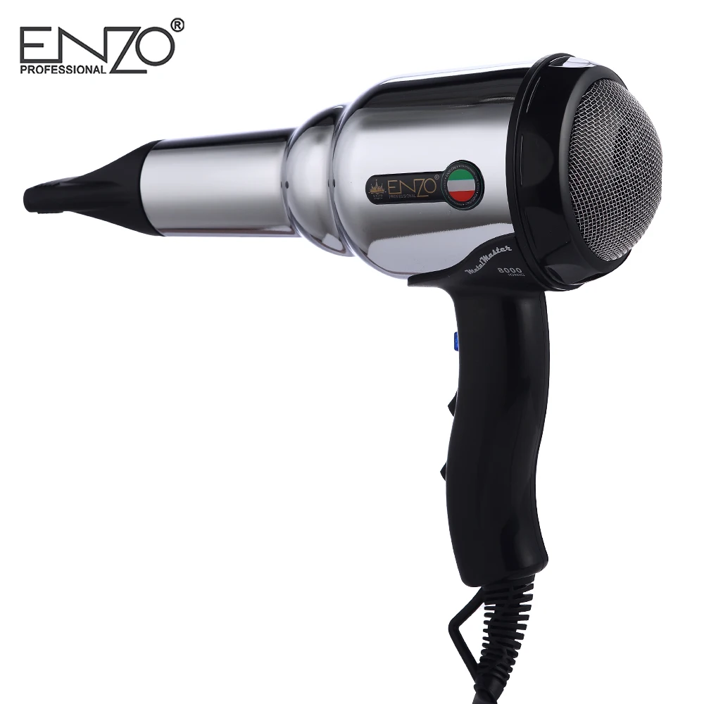 Enzo 8000w Corpo de Metal Volumizer Salon Professional Secador de Cabelo de Íons Negativos Secador de Cabelo Escova Quente/frio com ar Coleta de Bico 16 Secadores de cabelo