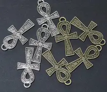 30pcs Life Egypt Cross Vintage Silver Bronze Color Pendant Egyptian Jewelry Charms 37x21mm