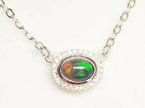 Real opal necklace with pendant Free shipping 925 sterling silver