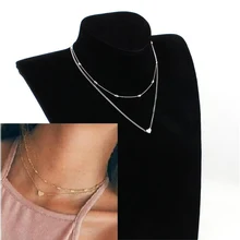 Новое поступление,, модные простые подвески в виде сердца с серебряным покрытием и золотом, двухслойные чокеры, ожерелья, Женские Ювелирные изделия