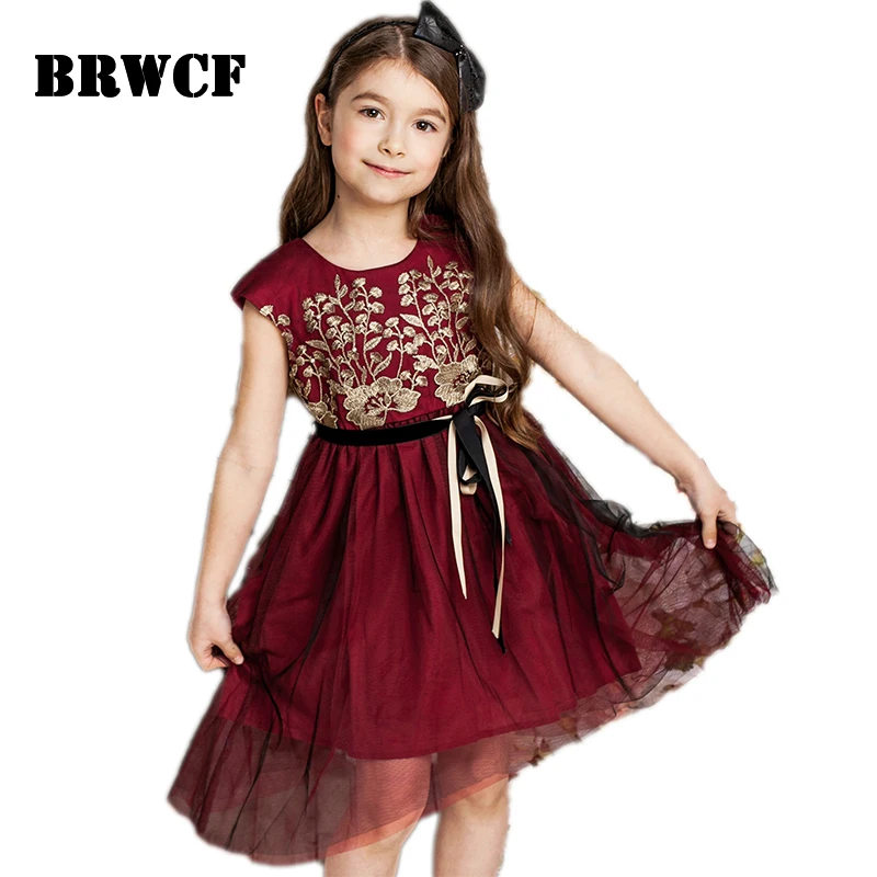 BRWCF Baby Girls Dresses Summer 2017 Kids Lace Princess Dress for Party and Wedding Toddler Girls Children Clothes 3-10 Years kids girls dresses for party and wedding 2016 summer lace flowers princess dress for girls clothes vestido pink yellow green