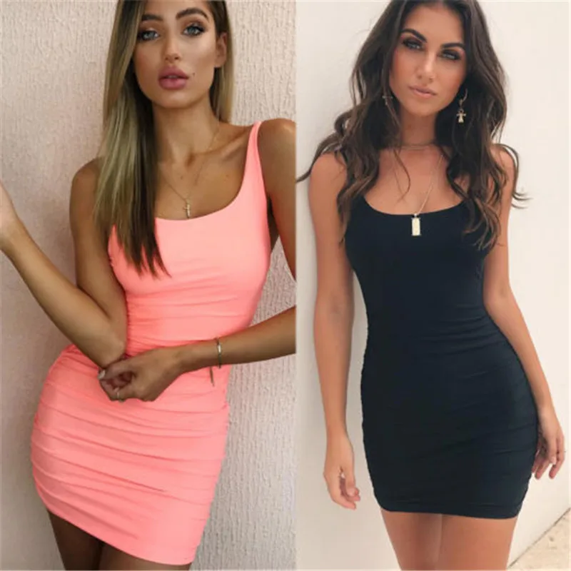 

2019 Sexy Women Short Mini Pencil Dress Bodycon Bandage Strap Sleeveless Evening Party Clubwear Dress Black White New Arrival