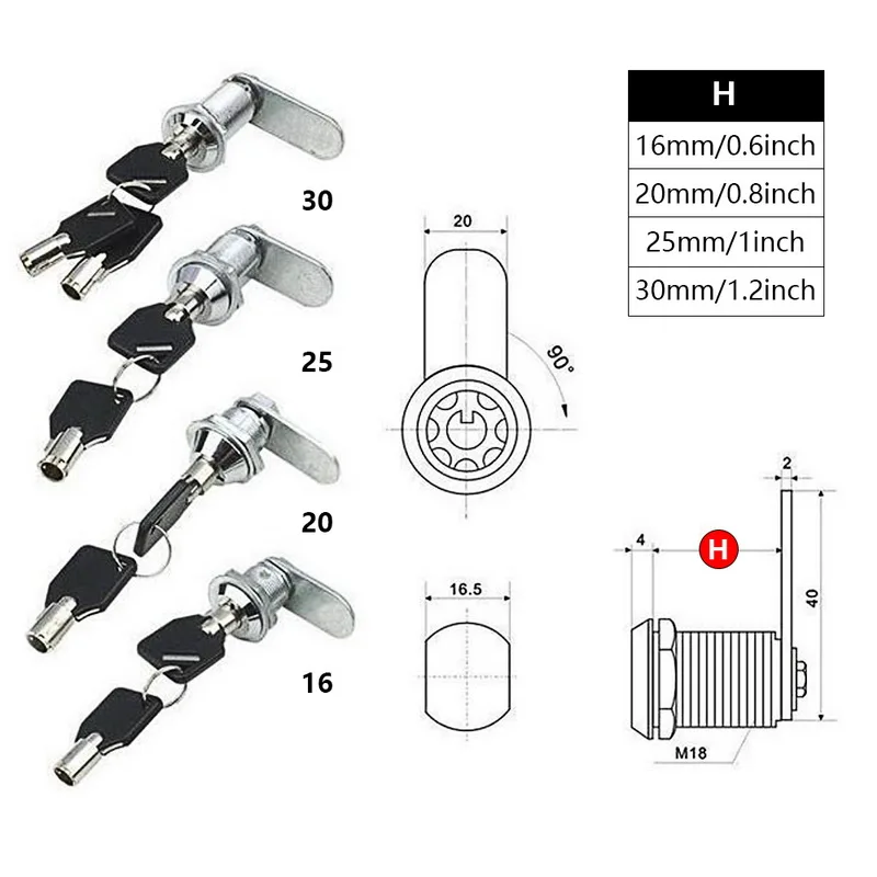 Urijk 16-30 мм цилиндр трубчатый cam Lock двери шкафа почтового ящика Шкаф с выдвижными ящиками безопасный замок оконная фурнитура защиты безопасности