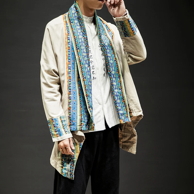MR-DONOO, мужская повседневная куртка Harajuku, Мужская льняная ветровка, кимоно, верхняя одежда, кардиган, рубашка, Японская уличная одежда, пальто