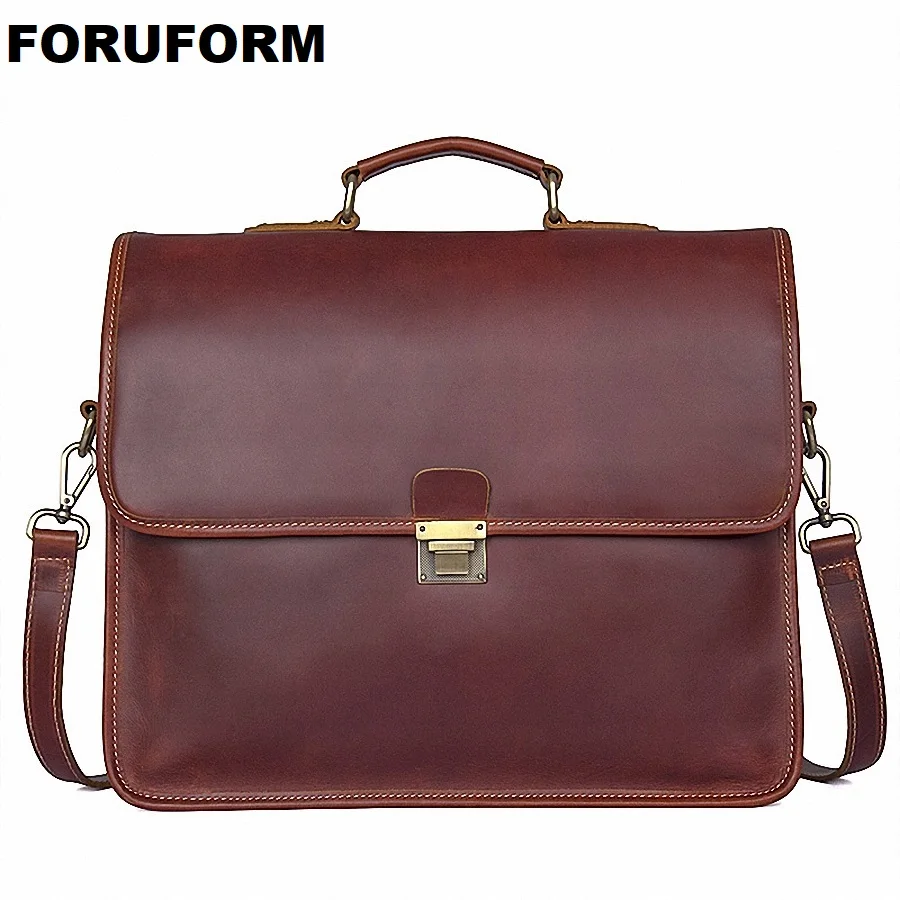 

Business Man Bag Theftproof Lock Genuine Leather Briefcase For Man Solid Bank OL Mens Briefcase Bag Dress Man Handbag LI-1793