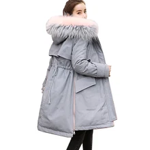 Большие размеры, Женское зимнее длинное пальто на 90% утином пуху с капюшоном, большой меховой воротник, пушистый теплый пуховик, новинка, утолщенная Женская тонкая парка