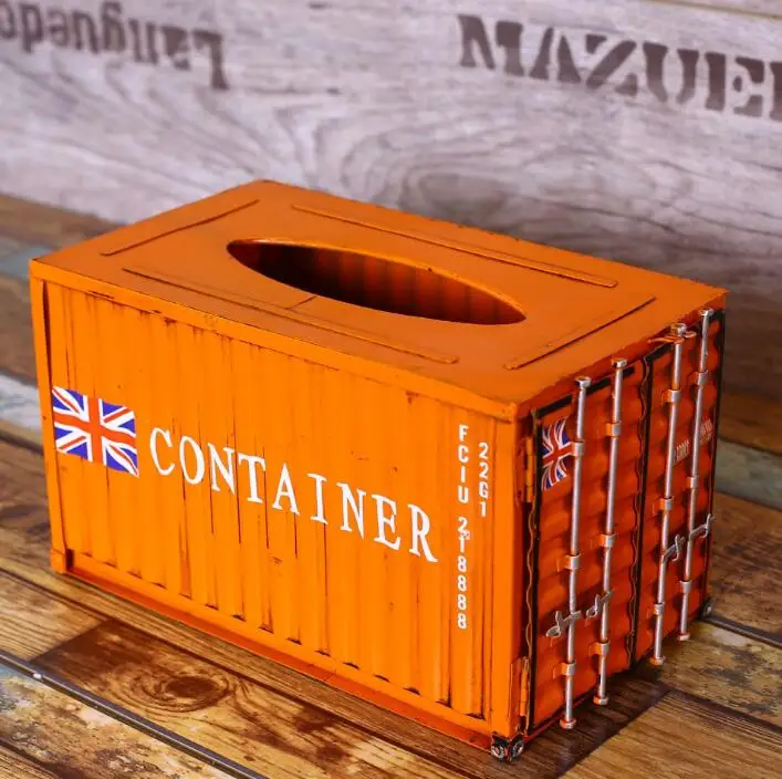 Ретро Креативный дизайн контейнера, железная коробка для салфеток, домашний автомобильный контейнер для салфеток, металлический бумажный чехол для полотенец, салфеток, домашний декор 04238 - Цвет: B Orange