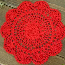 Набор из 12 шт. потертый шик Винтаж выглядят Вязаные Салфетки- Рождественский красный цвет, 327