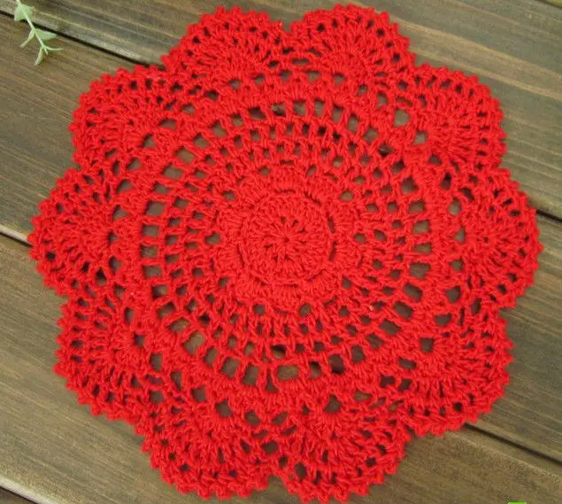 

Set of 12 pieces Shabby Chic Vintage Look Crocheted Doilies---Xmas Red color,327