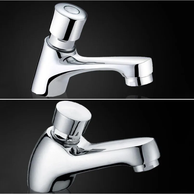 

G1/2 Brass Single Cold Pressing Type Basin Delay Valve Faucet Public Area Wash Basin Tap Water-saving Bibcock