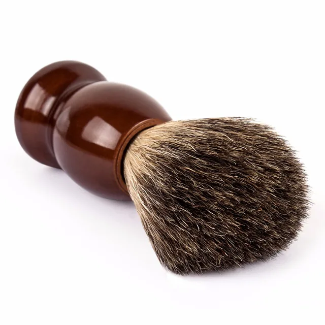 Qshave Man Pure włosia borsuka pędzel do golenia drewna 100% do maszynki do golenia podwójne zabezpieczenia na kanty prosto klasyczny pędzel do golenia 4