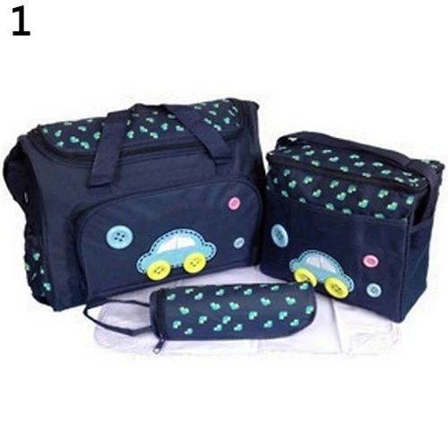 4Pcs Cartoon Big Capacity Baby Functional Changing Nappy Bottle Diaper Bags (1)