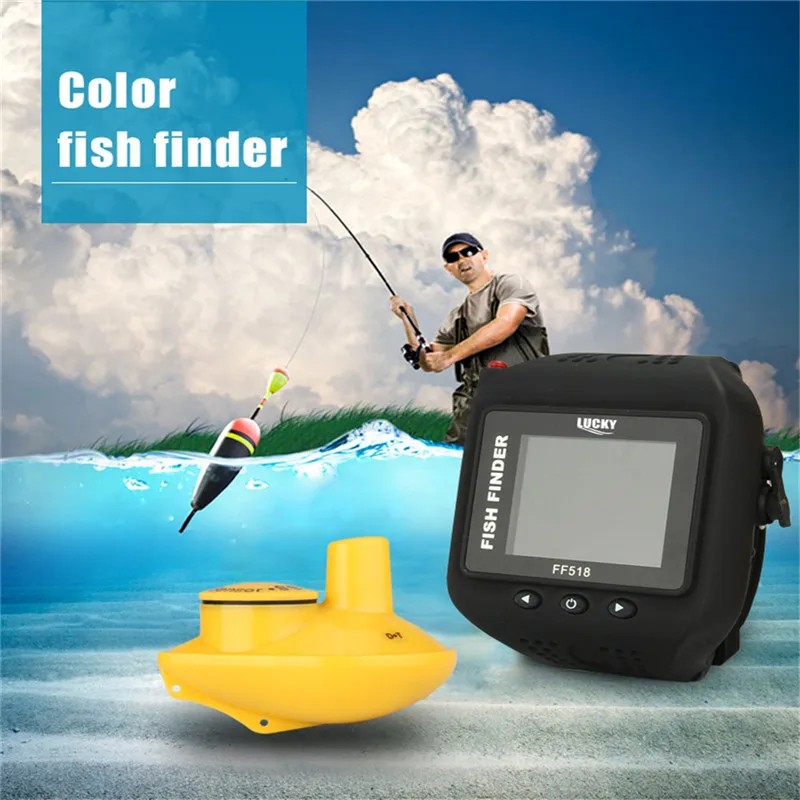 

LUCKY FF518 Lucky Watch Type Sonar Fish Finder Russian Version Sonar Wireless clock Colored Display with RU EN Manual Fishfinder