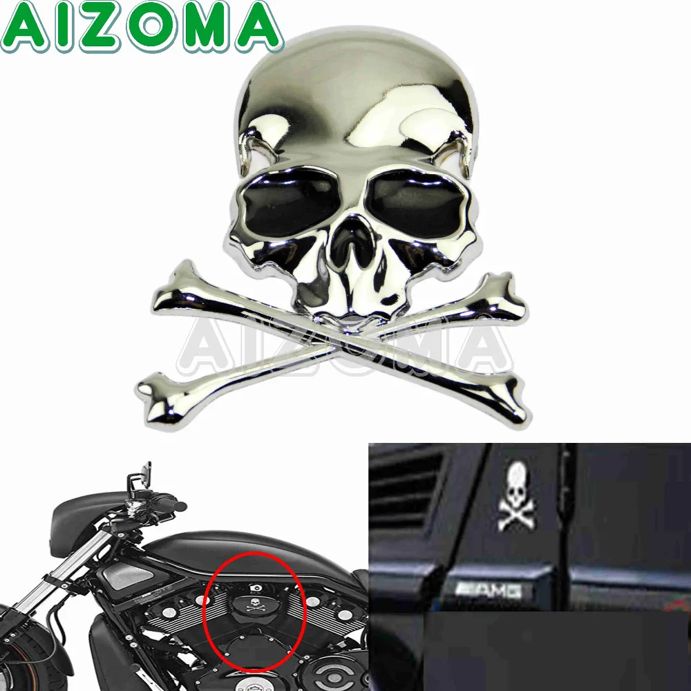 3D Sticker Universal Car Motorcycles High Quality Stainless Alloy Flag Skull Skeleton Sticker For Harley Chopper