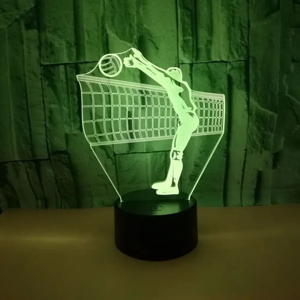 

Playing Volleyball Colorful 3d Small Desk Lamp Colorful Touch Remote Control Small 3d Night Table Lamps For Living Room